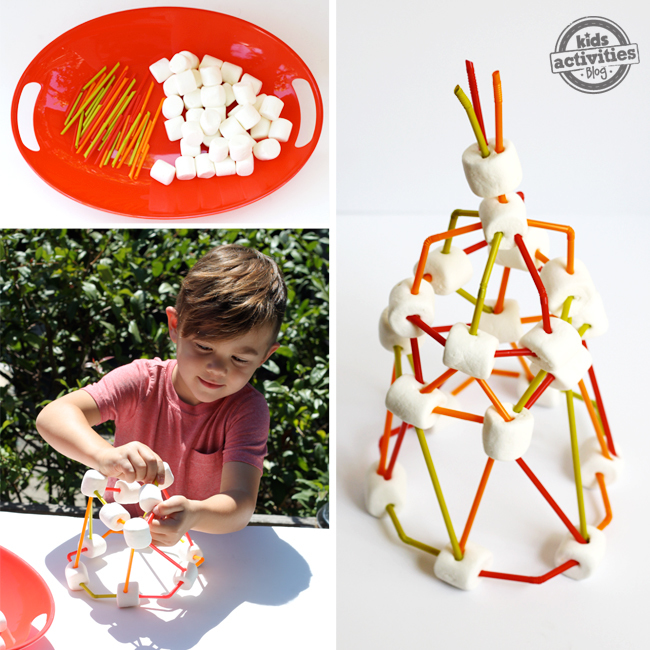 Stem activity, built with straws and marshmallows- kids activities blog