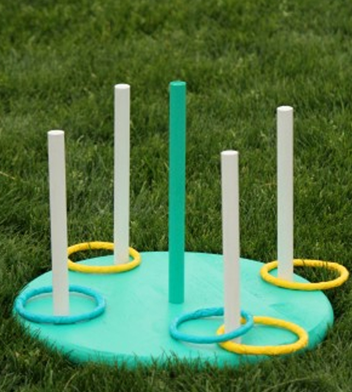Image shows a DIY ring toss gamefro Mom Endeavors