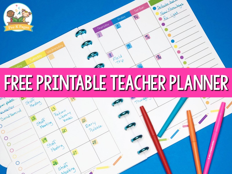 Printable Rainbow Teacher Planner Free